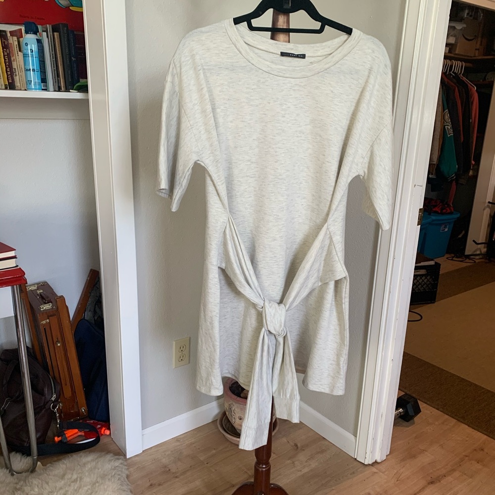 Sweatshirt Dress with Tie Front